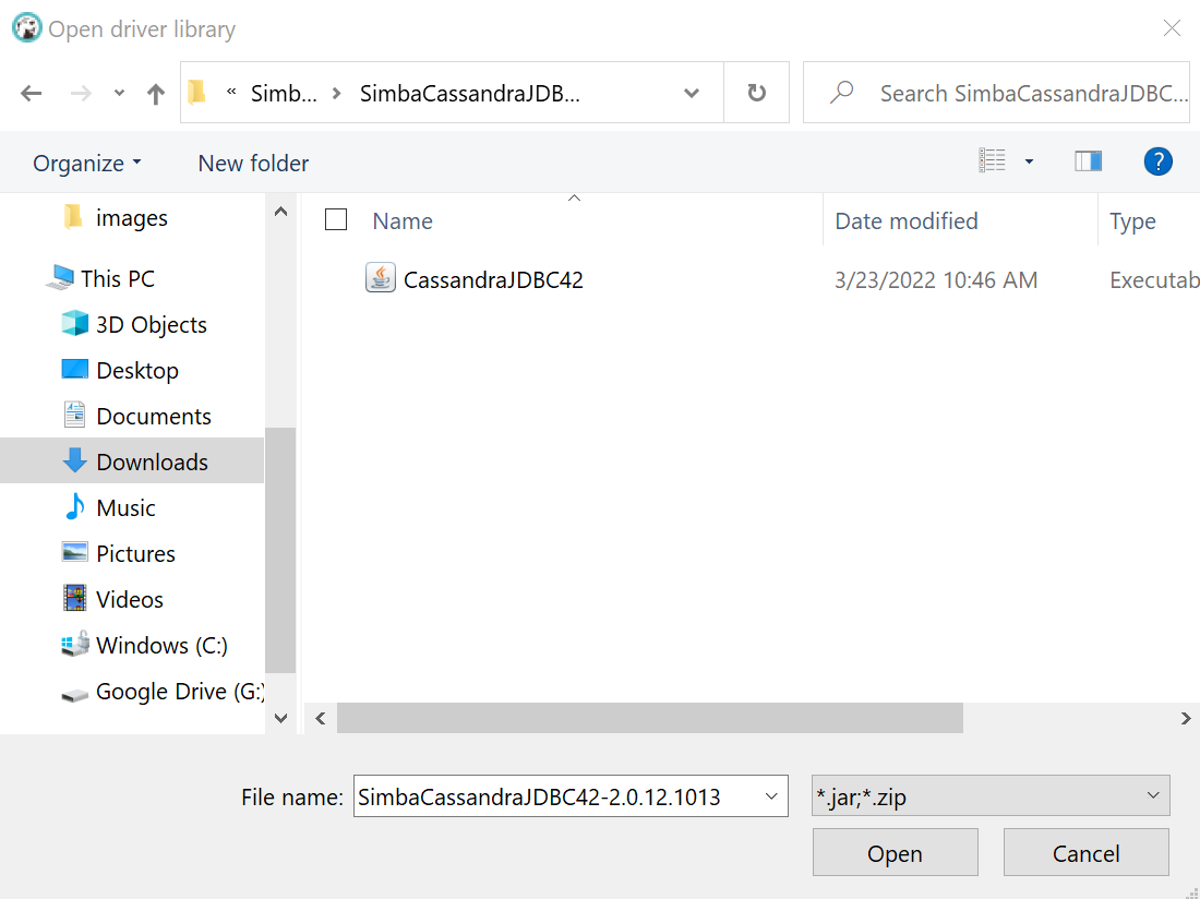 A screenshot displays the Cassandra file in the Downloads folder.